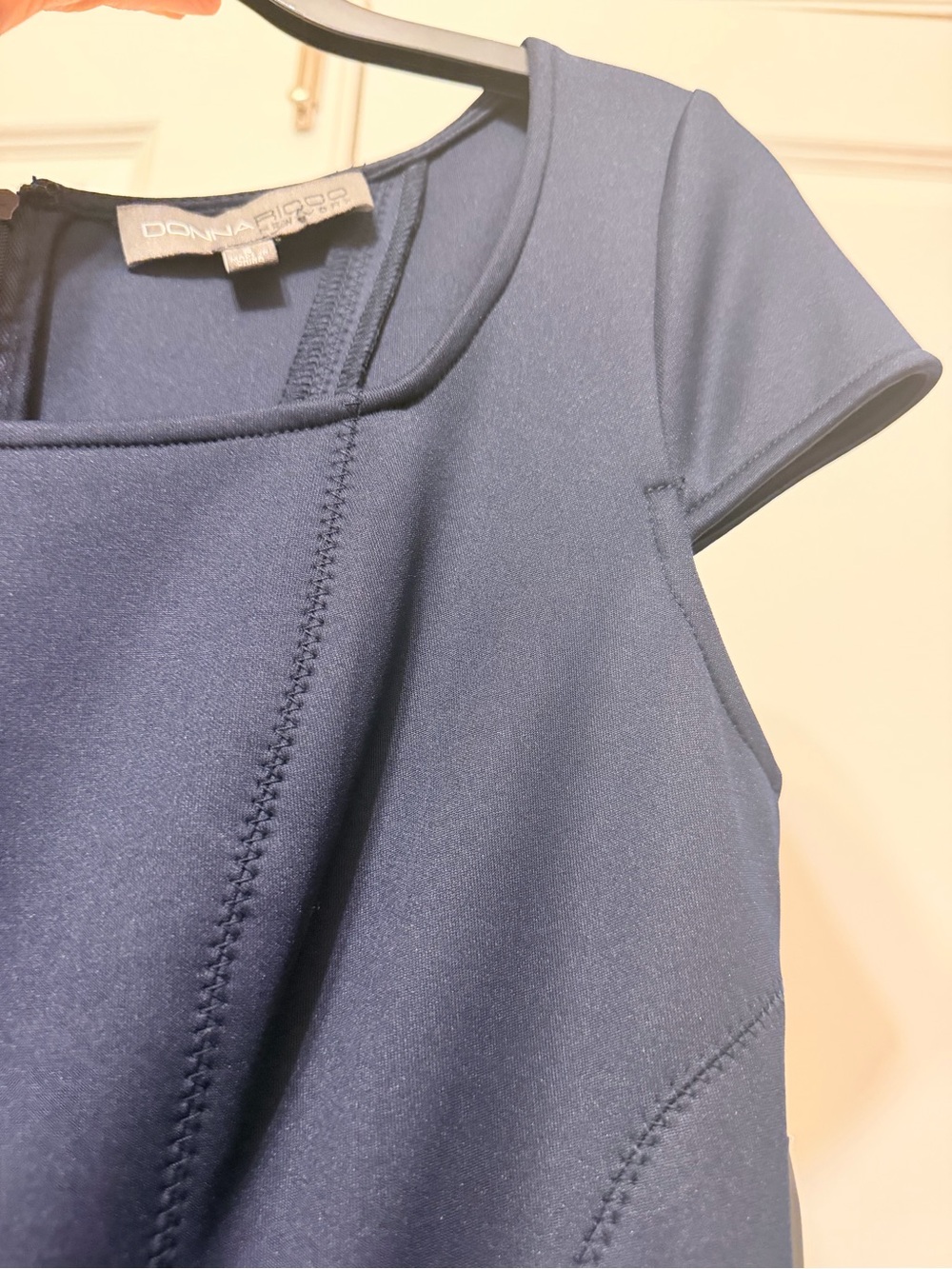 Donna Ricco Navy Fit-and-Flare Dress with Crochet Hem - Picture 5 of 6